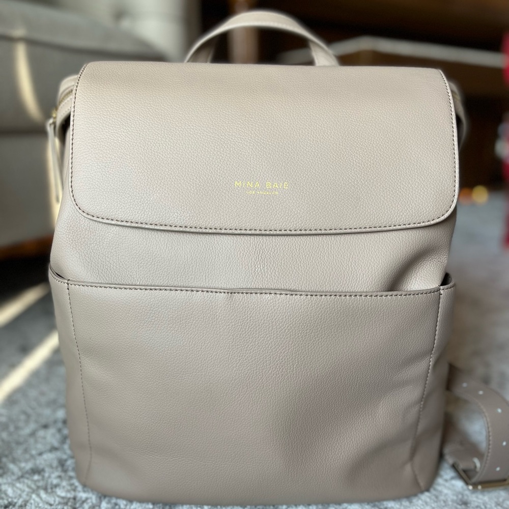 LIKE NEW Mina Baie Kinney Backpack Diaper Bag - Sand Color